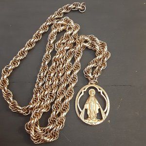 Virgin Mary prayer medallion and prayer chain